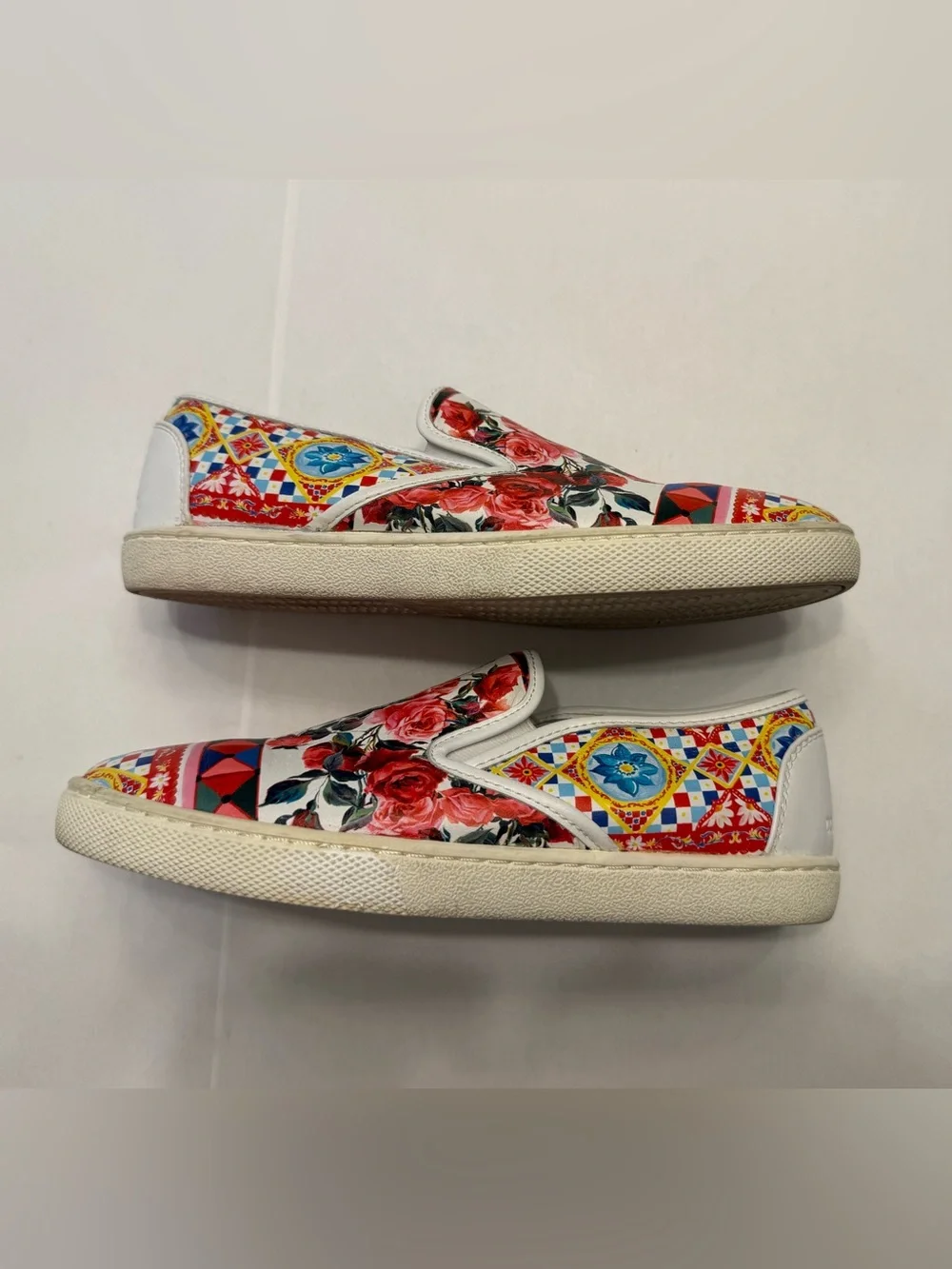 Dolce & Gabbana White Multi Floral Slip-On Girl’s Sneakers Size EU 33/ US 1,5